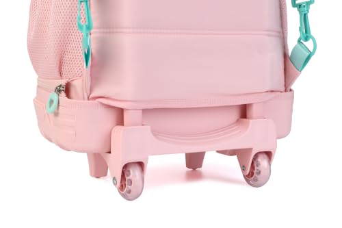 Rolling Backpack for Girls,Travel Backpack with Wheels Carry on Backpack with Wheels Rolling Backpack for Women (Pink)