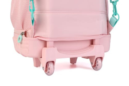 Rolling Backpack for Girls,Travel Backpack with Wheels Carry on Backpack with Wheels Rolling Backpack for Women (Pink)
