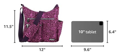 MHCNLL Women's Nylon Crossbody Purse, Anti-Theft RFID Lightweight - color: Leopard Print