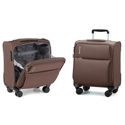 Hanke Underseat Carry On Luggage with Wheels, Small Suitcase, Rolling Bag - color: Coffee, size: 16 Inch Underseat