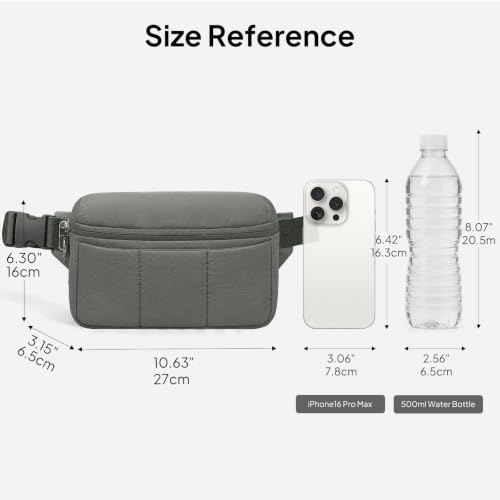TOPEAST Waist Pack 3.5L Fanny Packs with Water Bottle Holder - color: Gray