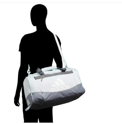 adidas Unisex Defender 4.0 Gym Duffel Bag for Men and Women - color: Two Tone White-Clear Onix/Linen Green, style: Small (38l)