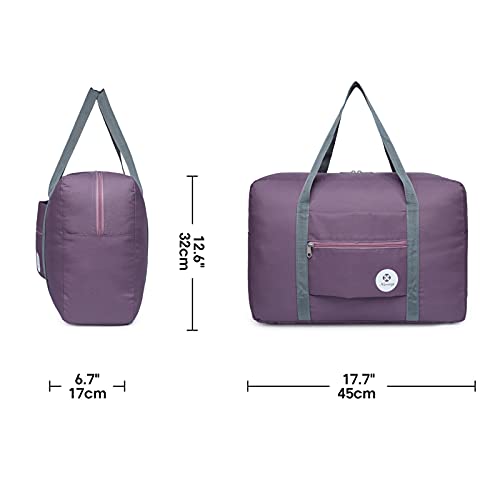 Narway Personal Item Travel Bag, Foldable Carry on Duffle Bag for Women Men - color: AB-Purple