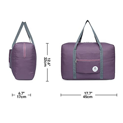 Narway Personal Item Travel Bag, Foldable Carry on Duffle Bag for Women Men - color: AB-Purple