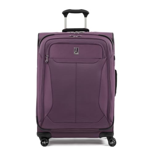 Travelpro Tourlite Softside 25" Expandable Luggage with 4 Spinner Wheels, Lightweight Suitcase, Checked Medium, Deep Purple - color: Deep Purple, size: Checked-Medium 25-Inch