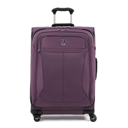 Travelpro Tourlite Softside 25" Expandable Luggage with 4 Spinner Wheels, Lightweight Suitcase, Checked Medium, Deep Purple - color: Deep Purple, size: Checked-Medium 25-Inch