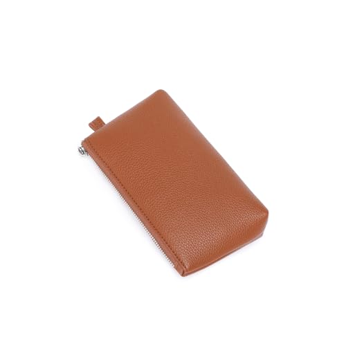Small Makeup Bag for Purse, Leather Cosmetic (Saddle Brown) - color: PU/Saddle Brown