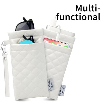 Face Shadow Double Glasses Case Soft Eyeglass Case For Women Men - color: Pu White