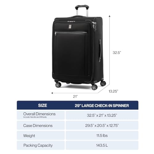 Travelpro Platinum Elite Checked Luggage Spinner, Black, 29-Inch - color: Shadow Black, size: Checked-Large 29-Inch