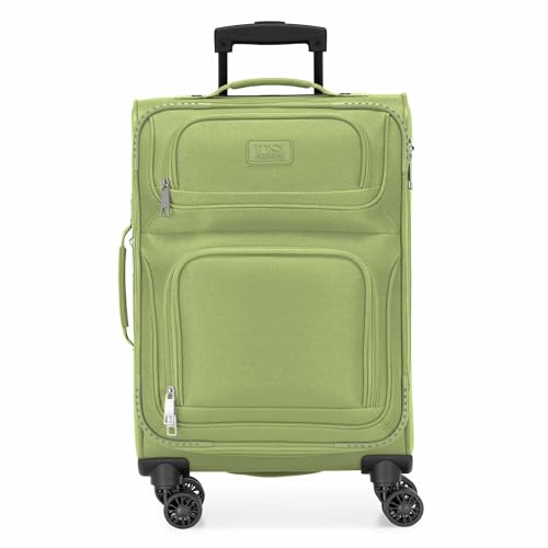 U.S. Traveler Rio Lightweight Softside Rolling Carry-on Suitcase, 4-Wheel Single, Light Green - color: Light Green, size: 22"