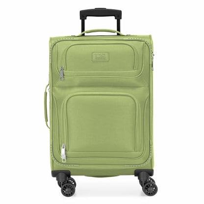 U.S. Traveler Rio Lightweight Softside Rolling Carry-on Suitcase, 4-Wheel Single, Light Green - color: Light Green, size: 22"