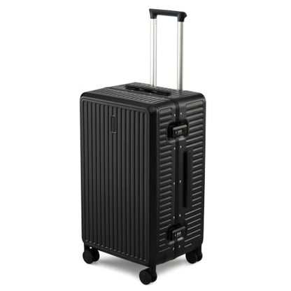 MILADA 24'' Hardshell Checked Suitcase, Trunk Zipperless Aluminum Luggage - color: Jet Black, size: Trunk 24 Inch