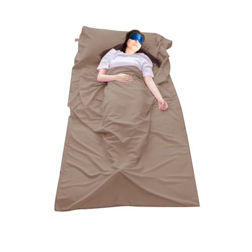 Sleeping Bag Liner, Camping Travel Home Bed Sheet Compact Sacks - color: Khaki, size: 45.3 * 82.7"