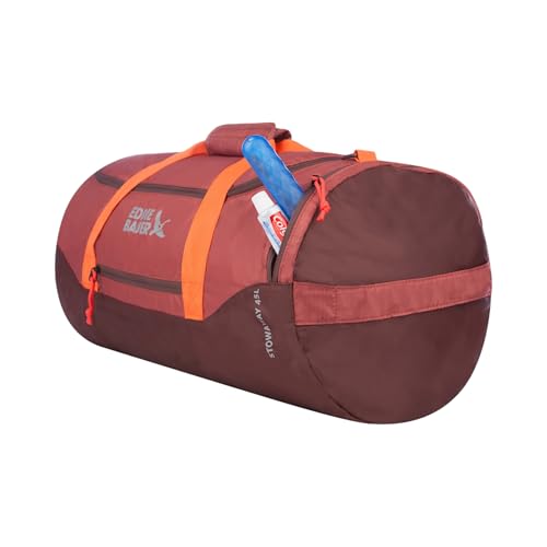 Eddie Bauer Stowaway Packable Duffel Bag, 45L, Maroon | Lightweight Durable Ripstop Polyester, Packs Flat When Not in Use, Roomy Travel Duffel for Trips and Gym Use - color: Maroon