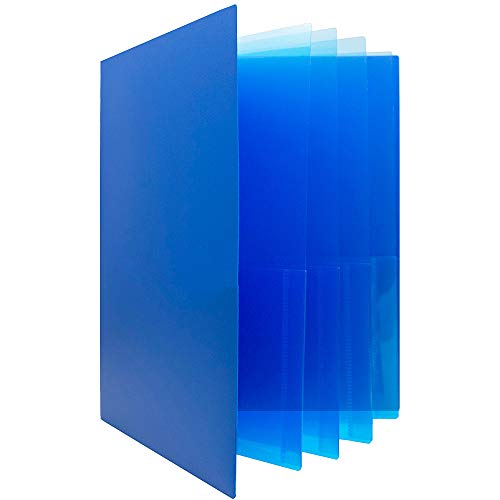 JAM PAPER Heavy Duty Plastic Multi Pocket Folders - 10 Pocket - Blue - Sold Individually - color: Blue, size: 10 Pocket (Sold Individually)
