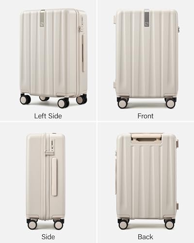 Hanke Upgraded Elite 2 Piece Luggage Set, 20 Inch Carry On & 29 Inch Extra Large Checked Suitcase, PC Hard Shell Suitcases with Wheels, TSA Lock, Explosion-Proof Zipper Travel Set,Ivory White - color: Off White, size: 2-Piece Set（20/29）
