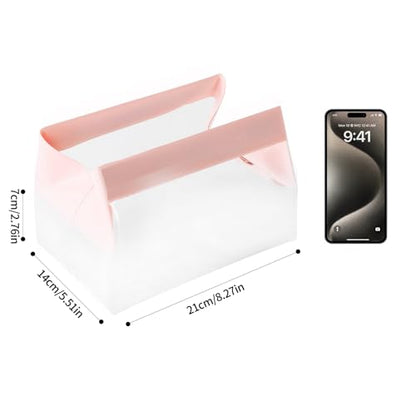 Clear Toiletry Bag with Magnetic Closure, 0.7mm Thick Structured TPU Travel Organizer, Transparent Pouch for Toiletries, Makeup and Daily Essentials, Modern Color Trim(Pink Trim) - color: Pink