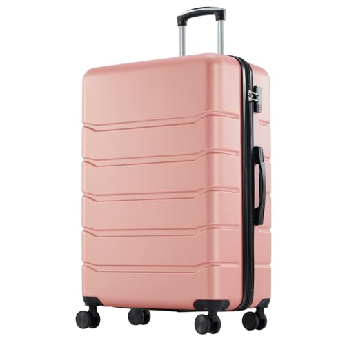 Sweetcrispy 28 Inch Checked Luggage, Suitcase with Spinner Wheels - color: Pink, size: 28 Inch