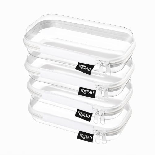 YQBRAO Clear Hard Shell Zipper Cases, 4 Small Cable Organizers, White - color: White, size: 4 Pack(S)