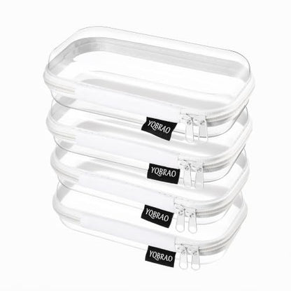 YQBRAO Clear Hard Shell Zipper Cases, 4 Small Cable Organizers, White - color: White, size: 4 Pack(S)