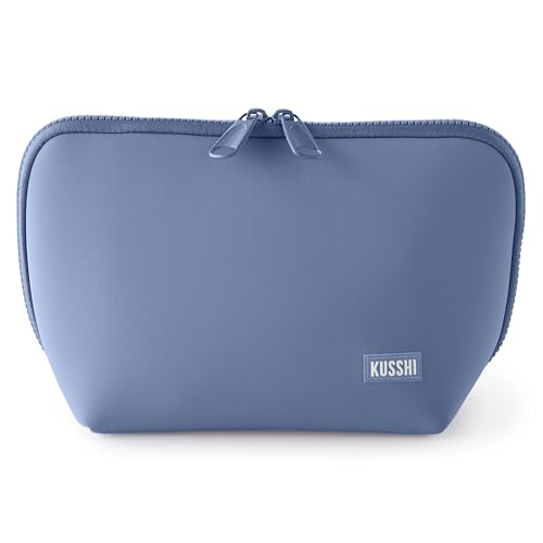 KUSSHI Neoprene Makeup Bag - Washable Makeup Bag for Stress Free Travel (Pearl Blue/Sand Pink) - color: Pearl Blue/Sand Pink