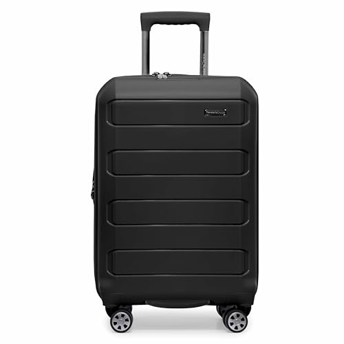Traveler's Choice Pagosa Hardshell Expandable Luggage with Spinner Wheels, Black, 22-Inch Carry-on - color: Black, size: 22-Inch Carry-on