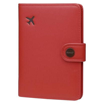 ZOPPEN Passport Holder RFID Blocking Travel Wallet, Scarlet Red - color: Red