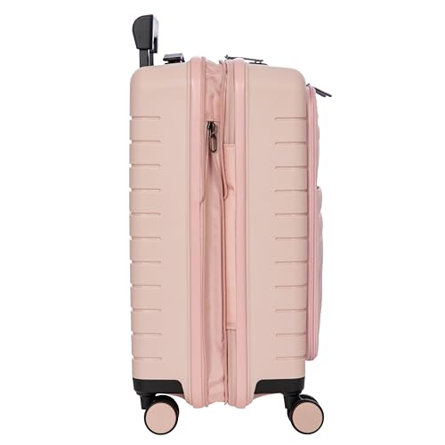 Bric's B|Y Ulisse Carry-On Luggage with Spinner Wheels – Airline Approved Hard Shell Suitcase, TSA Combination Lock & USB Port - Removeable Wash Bag Included - 21 Inch with Front Pocket, Pearl Pink - color: Pearl Pink, size: Carry-on with front pocket