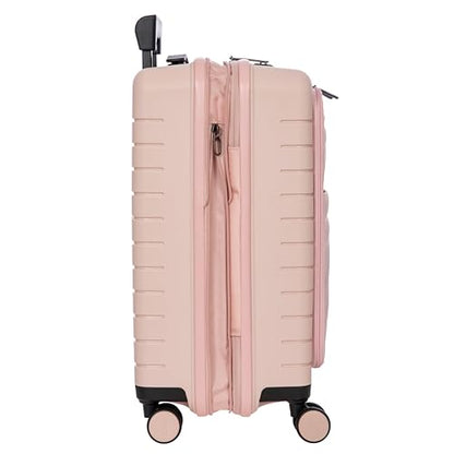 Bric's B|Y Ulisse Carry-On Luggage with Spinner Wheels – Airline Approved Hard Shell Suitcase, TSA Combination Lock & USB Port - Removeable Wash Bag Included - 21 Inch with Front Pocket, Pearl Pink - color: Pearl Pink, size: Carry-on with front pocket