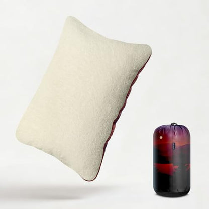 Camping Pillow Compressible Travel Pillow Lightweight Camp Pillow - color: Night, size: Large(Sherpa Lining)
