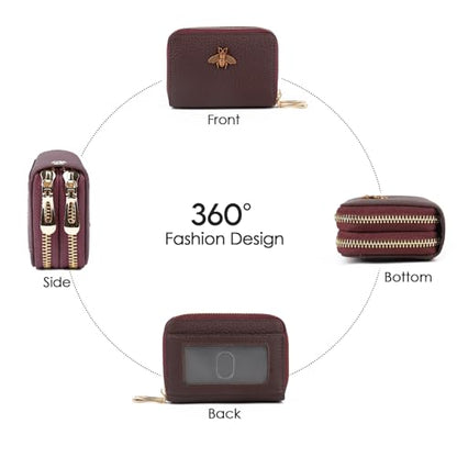 imeetu RFID Credit Card Holder, Small Card Wallet Women, Leather Card Case - color: Max - Purple Coffee, size: Max