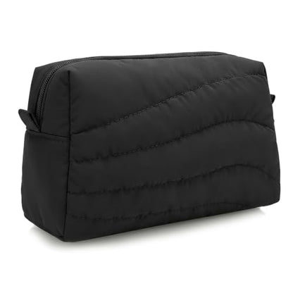 Small Makeup Bag for Purse, Quilted Travel Cosmetic Bag - color: A- Black