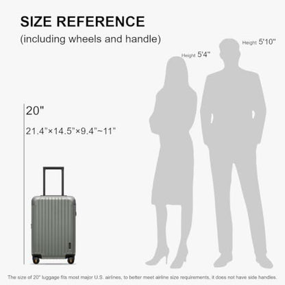 LEVEL8 Carry on Suitcase PC Hardside Luggage with Spinner Wheels 20" Green - color: Green, size: 20 Inch - Expandable