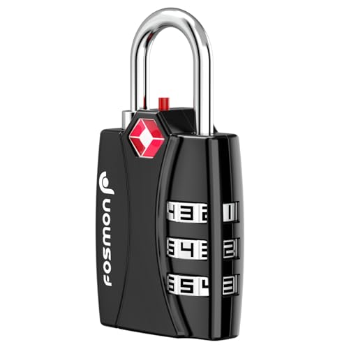 Fosmon TSA Approved Luggage Locks, 3 Digit Combination Padlock, 1 Pack - color: 3 Digit Black 1 Pack