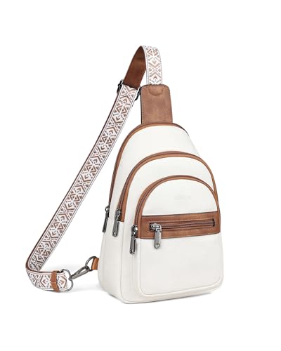 FADEON Sling Bag for Women, Designer Small Crossbody Bags, Adjustable Strap - color: Beige Brown