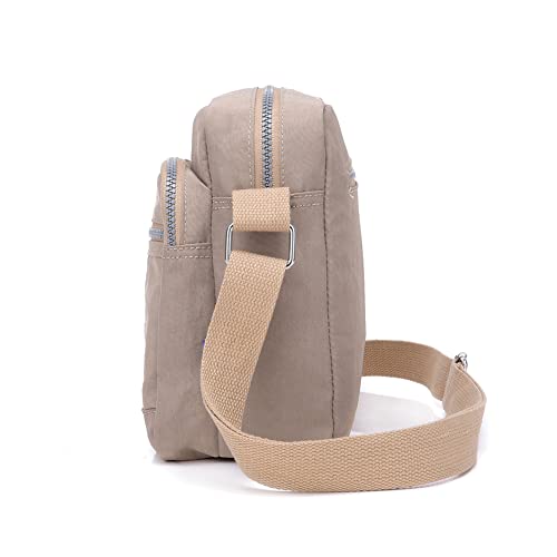 Casual Nylon Purse Handbag Crossbody Bag Waterproof Shoulder Bag for Women - color: Beige Small