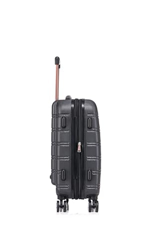 Rockland Melbourne Hardside 2 Piece Expandable Spinner Wheel Luggage Set, Carry-On 20" and Tote 14", Black - color: Black, size: 2 Piece (20"/14" Tote)