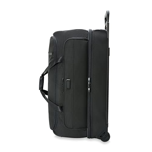 Briggs & Riley Large 2-Wheel Duffle - Checked Luggage for Travel, Suitcases with Wheels, Softside Rolling Bag for Men & Women, Self-Repairing Zipper - Baseline Collection, Black