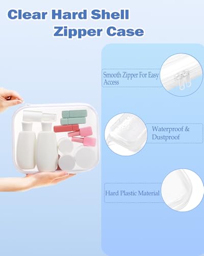 Hard Shell Zipper Case,Clear Storage Organizer for Makeup Toiletries Travel - size: 2PC White Medium
