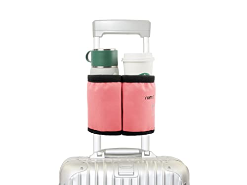 riemot Luggage Travel Cup Holder Free Hand Water Bottle Carrier Pink - color: No Hook & Loop: Pink
