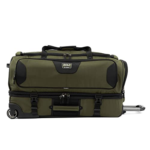 Travelpro Bold Drop-Bottom Wheeled Duffel Bag, Olive/Black, 30-Inch - color: Olive/Black