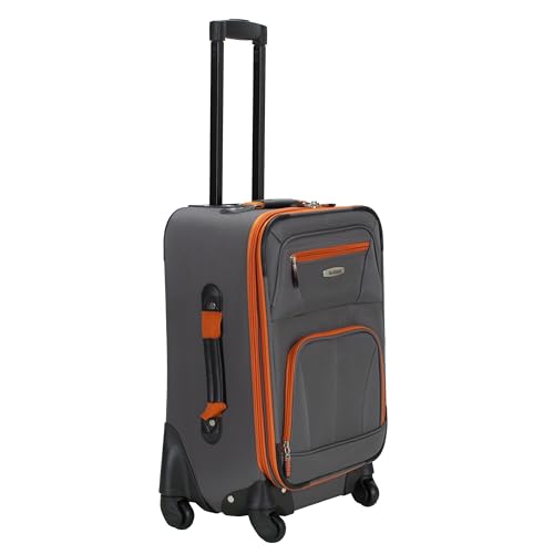 Rockland Pasadena Expandable Spinner Carry-on 19", Charcoal - color: Charcoal