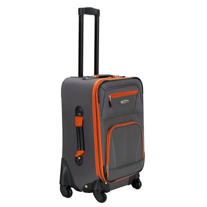 Rockland Pasadena Expandable Spinner Carry-on 19", Charcoal - color: Charcoal