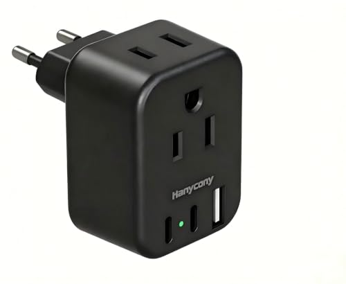 Black European Travel Plug Adapter, US to Europe, Type C Power Adapter - style: Type C - Most of Europe(Black)