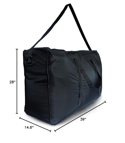 Plago Professional Quality Extra Large Nylon Duffel Bag – Lightweight, Foldable, Water-Repellent Cargo Bag for Travel & Camping, Folding Bike, Tent, Mattress, Blankets, and Closet Storage - size: 262L (39"x28"x15")