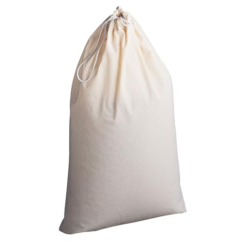 Household Essentials Cotton Laundry Bag, Large, 100% Cotton,Drawstring Top with Cord Lock,Machine Washable, 3 to 4 Load Capacity, Versatile & Compact,Breathable, Foldable,Natural, 10 Cup (Pack of 12) - style: Beige (Pack of 12)