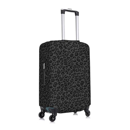 Leopard Print Black Luggage Suitcase Covers (Not Included Suitcase) Elastic Travel Luggage Cover With Zipper Anti-Scratch Travel Suitcase Protective Cover For Kid And Adult L (Fit 25-28 Inch Luggage) - color: Leopard Print Black, size: L (Fit 25-28 Inch L