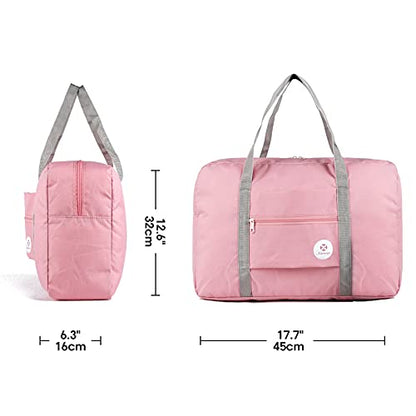 Narway Personal Item Travel Bag, Foldable Carry on Duffle Bag for Women Men - color: AB-Pink