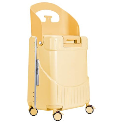 MRPLUM Ride On Luggage with Foldable Seat&Seat Belt,Yellow - color: Yellow