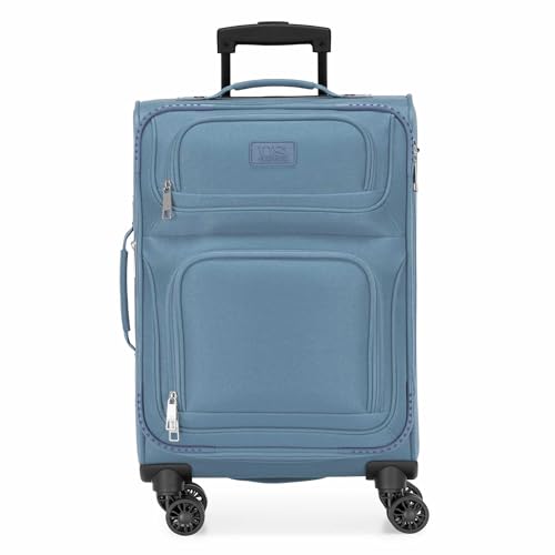 U.S. Traveler Rio Lightweight Softside Rolling Carry-on Suitcase, 4-Wheel Set, Light Blue - color: Light Blue, size: 22"/14"